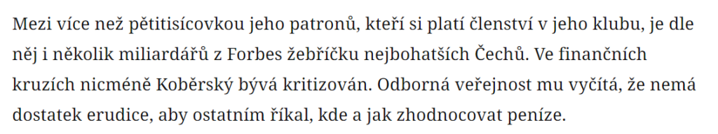 Miliardáři a Ondřej Koběrský